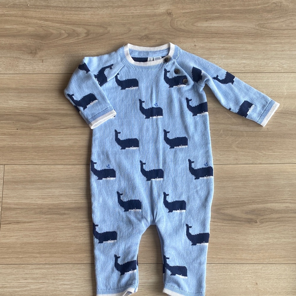 NWT Janie and Jack Blue Whale Print Sweater One Piece